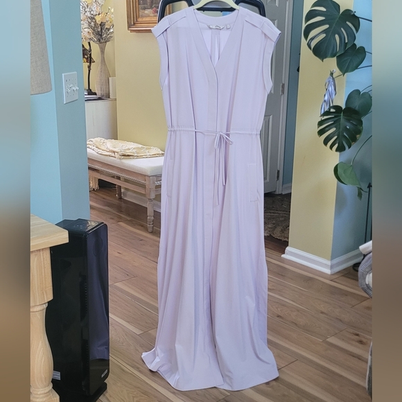Athleta Mara Maxi Button Down Athleisure Travel Dress Pockets Lilac Twilight M - Picture 4 of 15